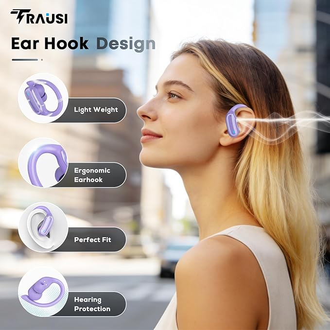 Wireless Earbuds Bluetooth 5.4 Headphones, 54H Playtime Stereo Earphones with Noise Cancelling Mic, IPX7 Waterproof, Fast Charging and Comfort Fit Ear Buds for Fitness/Sports/Workouts/Travel Purple