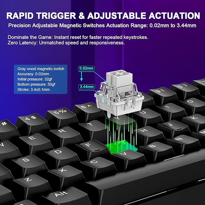 Aula WIN60 HE 60% Mechanical Keyboard Wired, Hall Effect Gaming Keyboard Magnetic Switch Hot Swappable, Adjustable Actuation Rapid Trigger Mode 8000Hz Polling Rate, RGB Keyboard 60 Percent Design