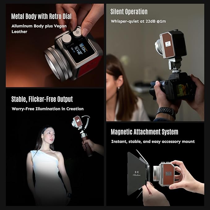 Harlowe Mini II Photography Lighting Creator Kit 20W - Portable Bi-Color LED Camera Light 2700K-6500K - Magnetic Mount System, Adjustable Beam, V-Mount Compatible, Desktop Tripod Included