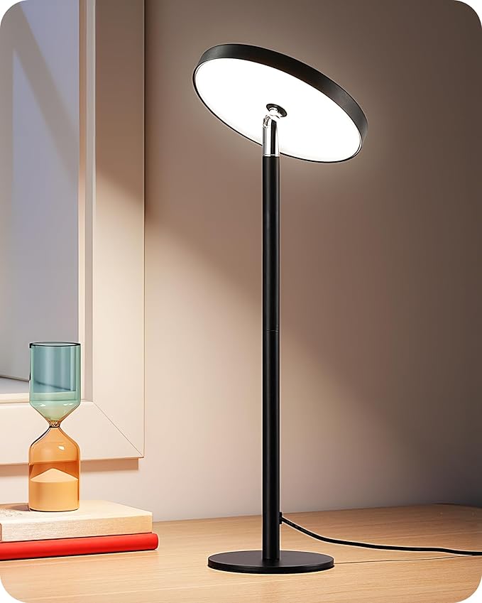 EDISHINE LED Table Lamp with 2 Adjustable Height, 5%-100% Dimmable & 3 Color Temperature, Touch Control, Modern Desk Lamp for Home Office, Living Room, Black