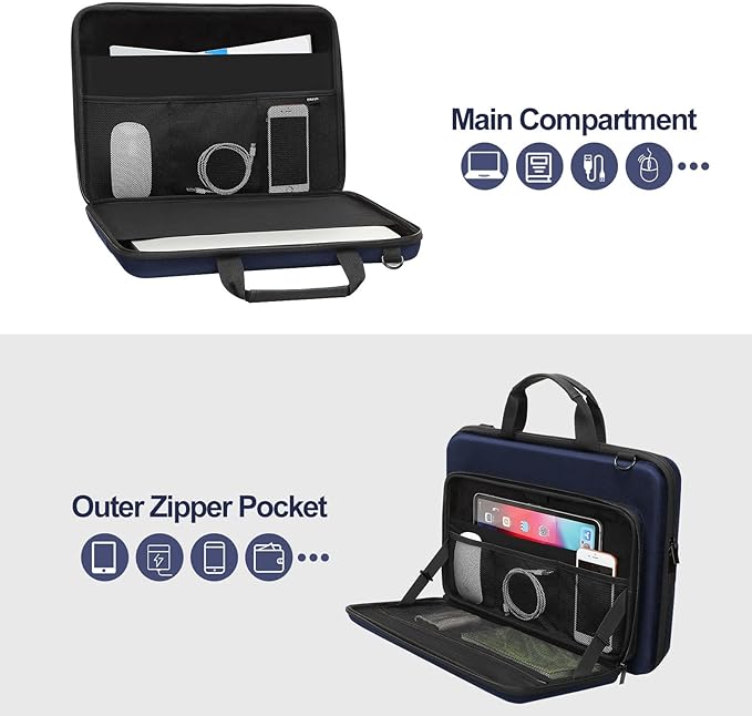 MOSISO Laptop Bag for Men,15-16 inch Computer Bag Compatible with MacBook Air 15 inch/Pro 16 inch, HP, Dell, Lenovo, Asus, Acer, Hard Shell Laptop Case with Front Pocket&Shoulder Strap, Navy Blue