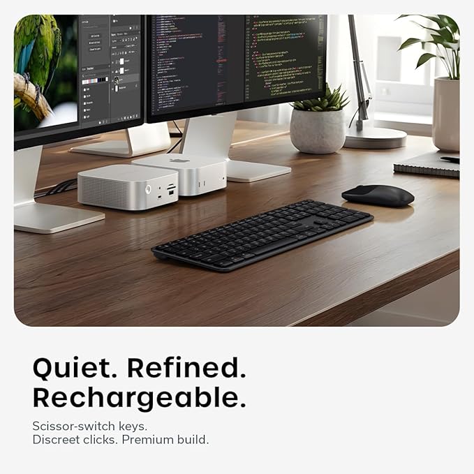 Satechi Wireless Keyboard and Mouse Combo, Slim CEX3 with Multi-Device Bluetooth Pairing and USB-C Receiver Connectivity, Designed for Full-Size Productivity Workspaces, Space Black
