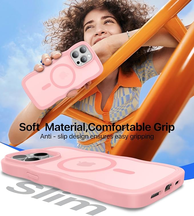 Magnetic for iPhone 15 Pro Max Case[Compatible with MagSafe][Military-Grade Drop Protection][Anti-Yellowing] Shockproof Translucent Matte Cover for iPhone 15 Pro Max Phone Case,Peach Pink