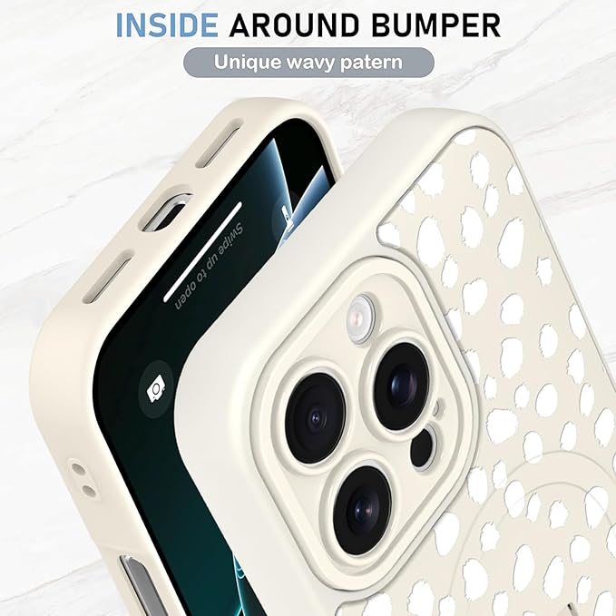 KANGHAR Compatible with iPhone 16 Pro Case, Support for MagSafe, Silicone Speck Leopard Cute Pattern, Wristband Kickstand Camera Protection Soft Slim Cover for Girls Women -White