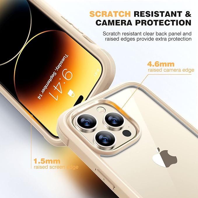 Diaclara Magnetic for iPhone 14 Pro Max Case, Full Body Rugged Case with Built-in Touch Sensitive Anti-Scratch Screen Protector, with Camera Lens Protector for iPhone 14 Pro Max 6.7" (Bean Yellow)