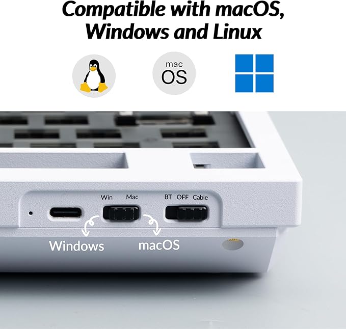 Keychron Q8 Pro QMK/VIA Programmable Custom Mechanical Keyboard, Wireless Bluetooth/Wired, 65% Alice Layout Ergonomic, Hot-Swappable, RGB Backlit Aluminum for Mac Windows Linux-Barebone Version