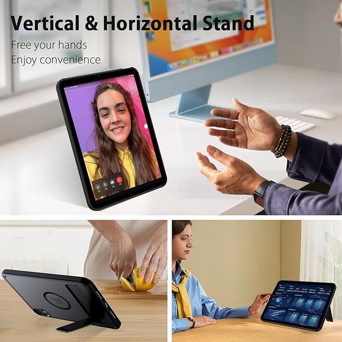 GUAGUA for iPad mini 7 Case 2024 (A17 Pro), Magnetic Mini 7th/6th Generation Case with Stand(2024/2021) with Pencil Holder Slim Protective Kickstand Tablet Case for iPad mini 7th/6th 8.3'', Black