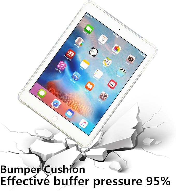 for Apple iPad 9th/8th/7th Generation Case 10.2 inch (2021/2020/2019), Slim Lightweight Translucent Clear Soft TPU Back Shockproof Cover Silicone Bumper Corner Protective Tablet Shell, Clear