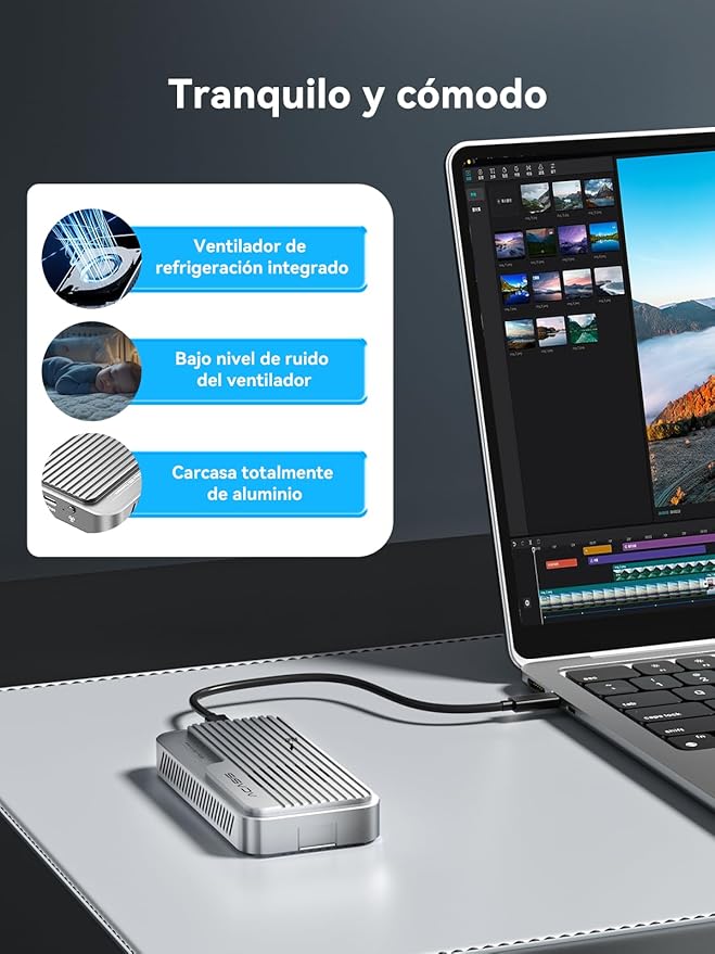 ACASIS 80Gbps M.2 NVMe SSD Enclosure, with Cooling Fan, Compatible with Thunderbolt5/USB4 V2.0, Back Compatible with Thunderbolt4/USB4 V1.0, USB3.2/3.1/3.0 (TB501 Pro) (Silver)