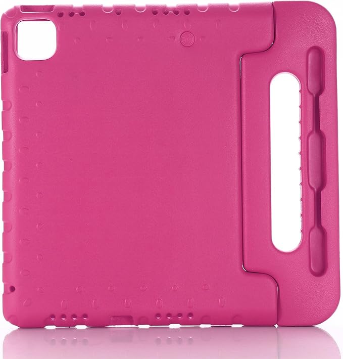 Kids Case for iPad Pro 11" M5/M4 & iPad Air 11" (2026/2025/2024) Shockproof Case with Pencil Holder, Techcircle Light EVA Foam Handle Stand Bumper Protective Child Friendly Drop Proof Cover, Rose