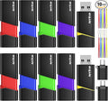 AreTop 32GB Thumb Drive 10 Pack with Type C Adapter, Retractable USB 2.0 Flash Drive for Date Storage, Multicolor USB Drive with LED Indicator Lanyard, 32GB 10 Pack (Red, Green, Blue, Purple, Yellow)