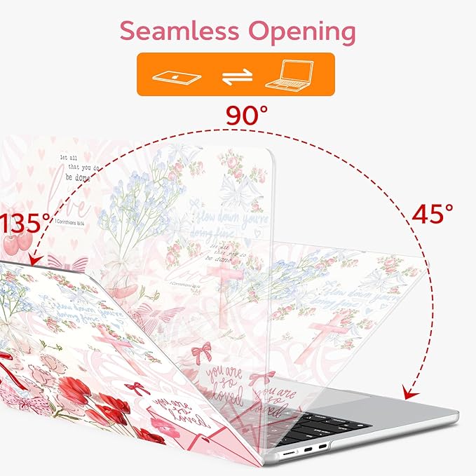 B BELK Compatible with MacBook Air 13 inch Case M5 2026-2022 M4 M3 M2 A3449 A3240 A3113 A2681, Plastic Hard Shell+Keyboard Cover+Screen Skin for MacBook Air 13.6 inch Case, Love Faith Pink Collage