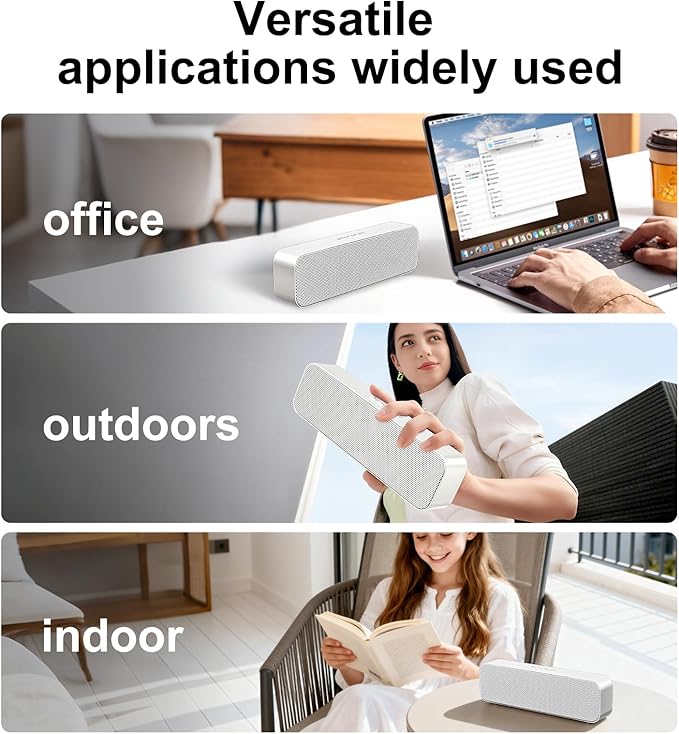 Computer Speaker for Desktop,Rechargeable PC Speaker,Small Computer Soundbar with Stereo & Bass,3.5mm Aux-in,Bluetooth,TF Port,Loud Volume for Web Conferences,Teacher,Music (White)