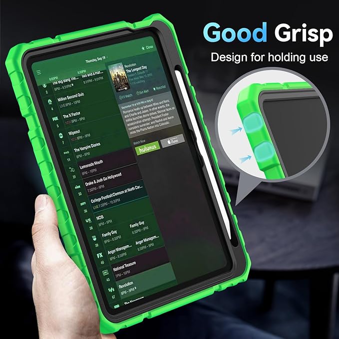 Grifobes for iPad A16 Case 11th Generation 11 inch 2025 / iPad 10th Generation Case 10.9 inch 2022, Heavy Duty Military Grade Shockproof Cover with Pencil Holder for i Pad 11/10 Gen (Green)