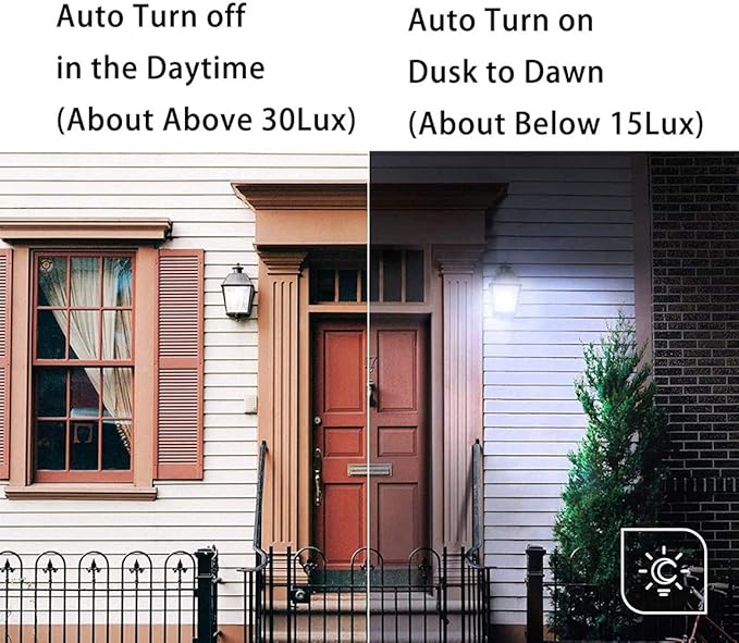 Aukora Led Dusk to Dawn Light Bulb 4 Pack, 12W (100-Watt Equivalent 1000lm) Smart Sensor Light Bulbs Indoor E26/E27 6000K Daylight A19 for Porch Yard Garage Garden Patio Outdoor (Cool White)