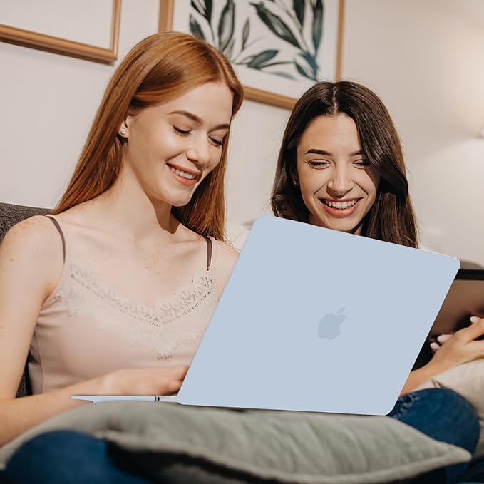 Anban Compatible with MacBook Air 13 inch Case M1 2021 2020 2019 2018 A2337 A2179 A1932 Touch ID, Matte Plastic Hard Shell+2 Keyboard Cover+Screen Protector for MacBook Air 13.3 inch Case, Baby Blue