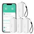 WiFi Hygrometer Thermometer Sensor: Wireless Smart Temperature Humidity Monitor with App Notification Alert, Data Storage Export, Calibration Function, Compatible with Alexa (White-4PCS)