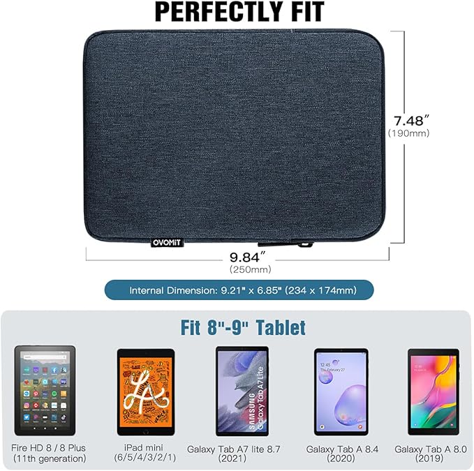 TiMOVO 8-9 Inch Tablet Sleeve Case for All-New iPad mini 7 (A17 Pro, 2024), iPad mini 6 (8.3-Inch, 2021), iPad mini 5/4/3/2/1, Portable Protective Bag with Pockets for iPad mini, Space Gray