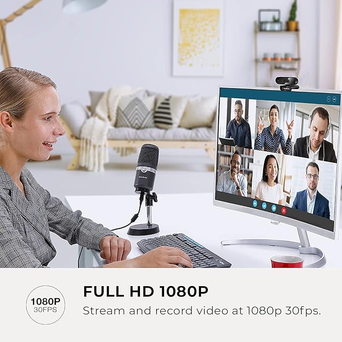AVerMedia PW310P Webcam - Full 1080p 30fps HD Camera with Autofocus and Dual Stereo Microphones, Work from Home, Remote Learning - NDAA Compliant