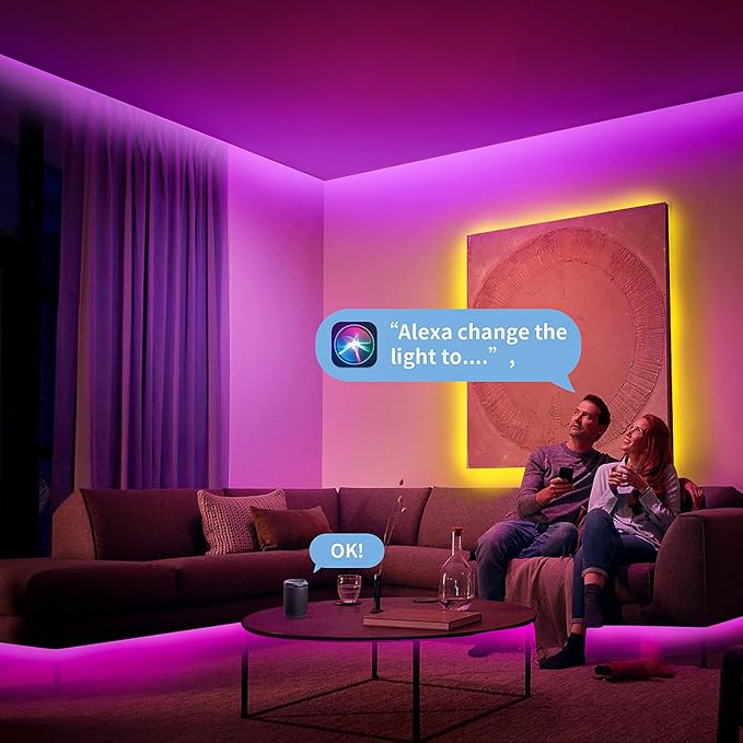 KSIPZE LED Strip Lights 50FT, RGB LED Lights for Bedroom, Smart APP Control LED Lights, Music Sync, DIY Multiple Colors, Flexible Color Changing LED Strip Lighting for Home Room Decor