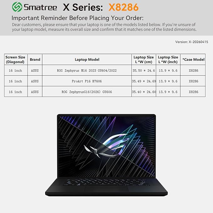 Smatree Hard EVA Protective Sleeve Case Compatible for 16 inch ASUS ProArt P16 H7606, 16 inch ASUS ROG Zephyrus G16 (2026) GU606, 16inch ROG Zephyrus M16 2023 GU604/2022, Pink (X8286P)