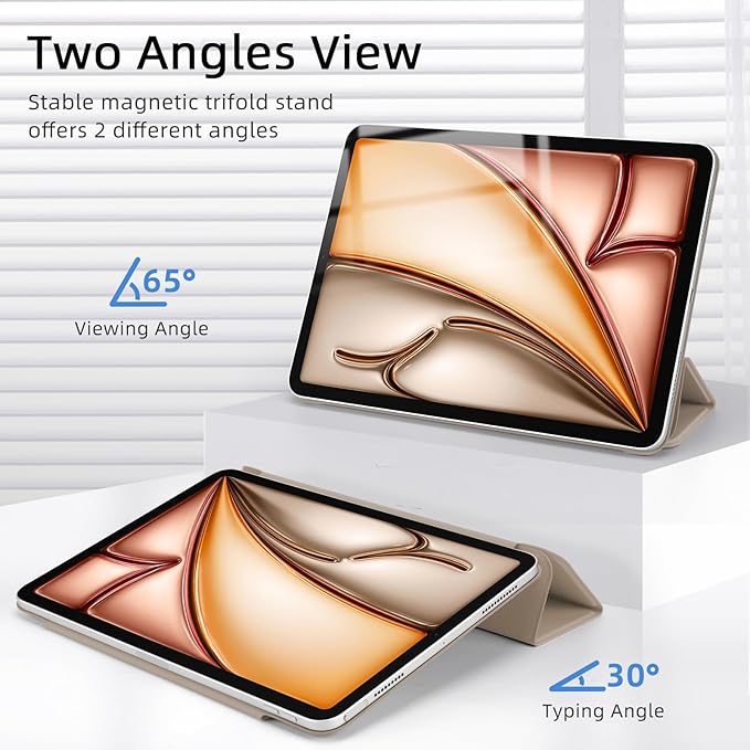 for iPad Air 13 inch M4/M3/M2 Case (2026/2025/2024,Model A3268/A3269/A3271), Auto Sleep/Wake and Magnetic Closure, Trifold Stand Case, PU Leather Cover, Support Apple Pencil Pro, Oat Coffee
