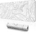 White Topographic Mouse Pad XXXL - Giant Full Desk Gaming Mat, Huge Keyboard Pad for Ultimate Battlestation & Room Setup