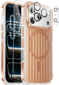 Magnetic Cooling Case for iPhone 17 Pro Max, with Air Vortex Heat Dissipation Technology, Anti-Fingerprint, Fit for MagSafe, Military-Grade Bumper, Included Camera Lens & Screen Protector,Desert Gold