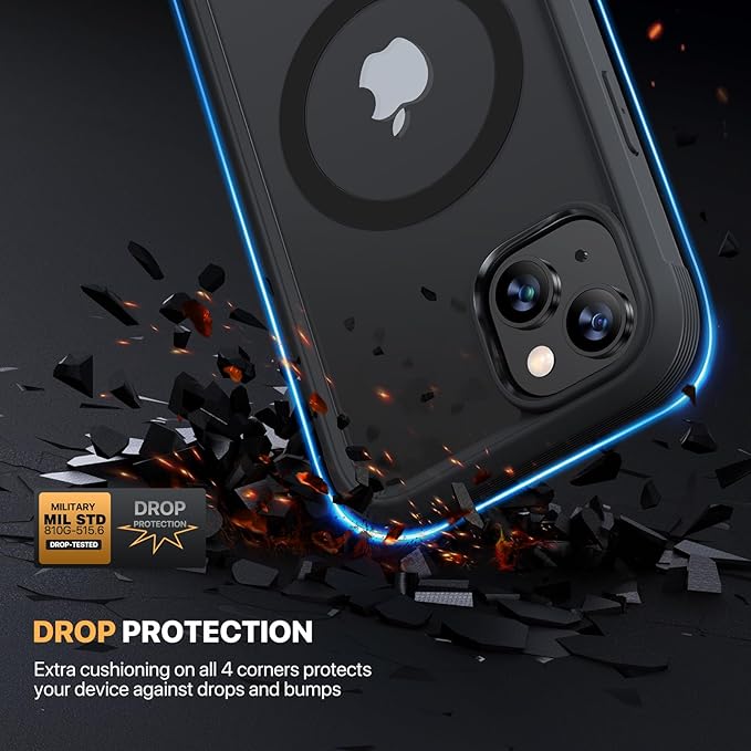 Diaclara Magnetic Designed for iPhone 15 Case, Compatible with MagSafe Built-in Touch Sensitive Anti-Scratch Screen Protector, with Camera Lens Protector for iPhone 15 6.1" (Frosted Black)