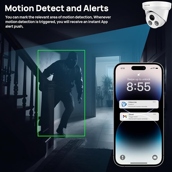 4K PoE Camera Outdoor, 8MP POE Turret Dome Camera with Human/Vehicle Detection, Built-in Mic, 2.8mm 108° Wide-Angle Lens, 98ft IR Night Vision, IP67, Blue Iris for Home Security,NDAA Compliant