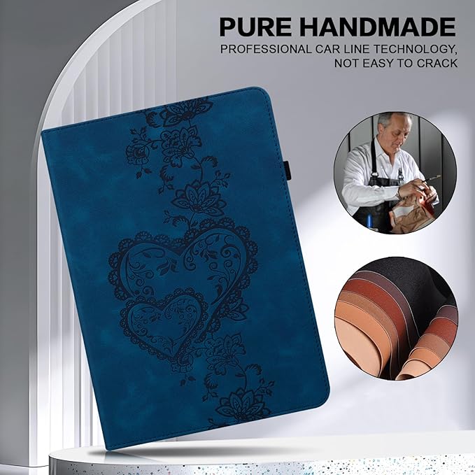Case for iPad 6th / 5th Generation 9.7 Inch 2018/2017, iPad Air 2 Multi Angle Flip PU Leather Shockproof Case with Pencil Holder/Card Slots, Dark Blue