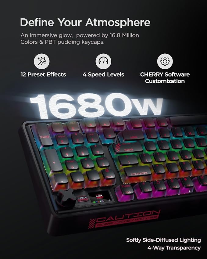 wegear PIXIU 98 Mechanical Gaming Keyboard with Knob, Cherry MX2A Red Switches, 8K Hz Polling, Tri-Mode Gasket Key-Board for PC/Mac/Laptop, Hot Swappable, PBT, RGB Backlit, 95 Keys