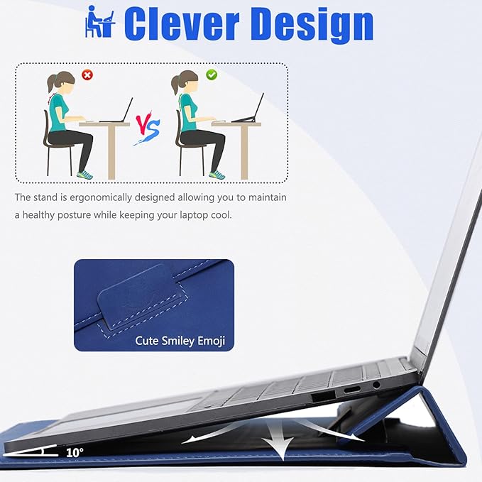HYZUO 15 Inch Laptop Case Bag Sleeve with Stand for MacBook Air 15 M5 M4 A3241 M3 A3114 M2 A2941 2026-2023, 15" Surface Laptop 7/6/5/4/3, MacBook Pro 15 A1990 A1707 2019-2016, Klein Blue