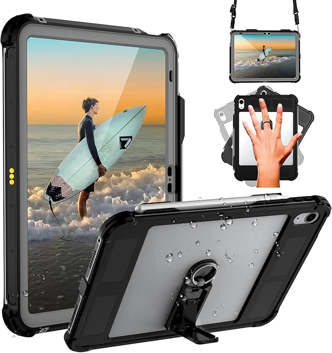 Waterproof Case for Apple iPad 11(A16) 2025/10th Gen 10.9 inches, Built-in Apple Pencil Holder Camera Screen Protector, Fit with Magic Keyboard, 360 Full Body Protective Pad Cover, Black