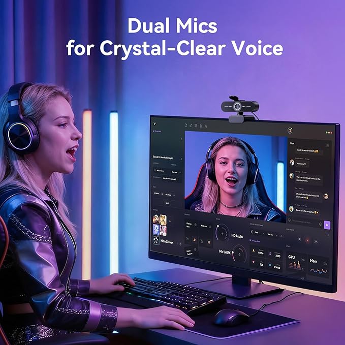 EMEET C60E 4K Webcam for Streaming & Gaming – PDAF Autofocus, Dual Mics, Live Streaming Camera with Auto Light Correction, Plug & Play USB Webcam for PC & Mac