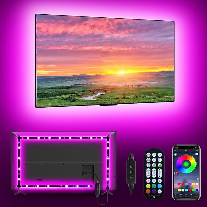 MATICOD Led Lights for TV, 13.1ft TV Led Backlight for 32-43 inch, Bluetooth APP Remote Control Music Sync Light Strip Lights for Bedroom