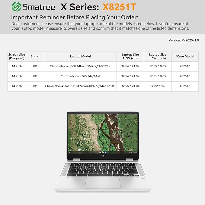 Smatree Hard EVA Protective Sleeve Compatible for 14 inch HP Chromebook 14a-na1047nr/14a-na1097nr/14at-na100, for 14 inch HP Chromebook x360 14a-ca0040nr/14at-ca100/14b-cb0047nr/14b-cb0097nr (X8251T)
