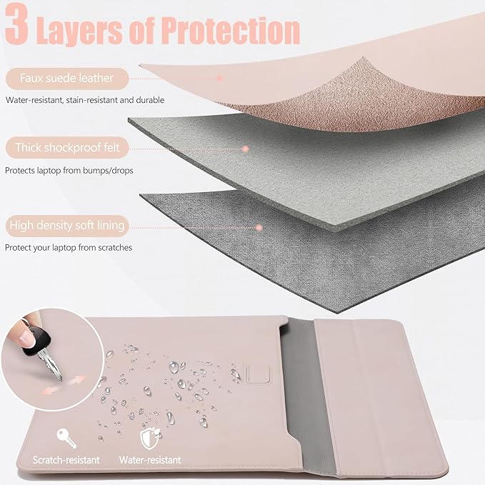 HYZUO 15 Inch Laptop Case Bag Sleeve with Stand for MacBook Air 15 M5 M4 A3241 M3 A3114 M2 A2941 2026-2023, 15" Surface Laptop 7/6/5/4/3, MacBook Pro 15 A1990 A1707 2019-2016, Apricot