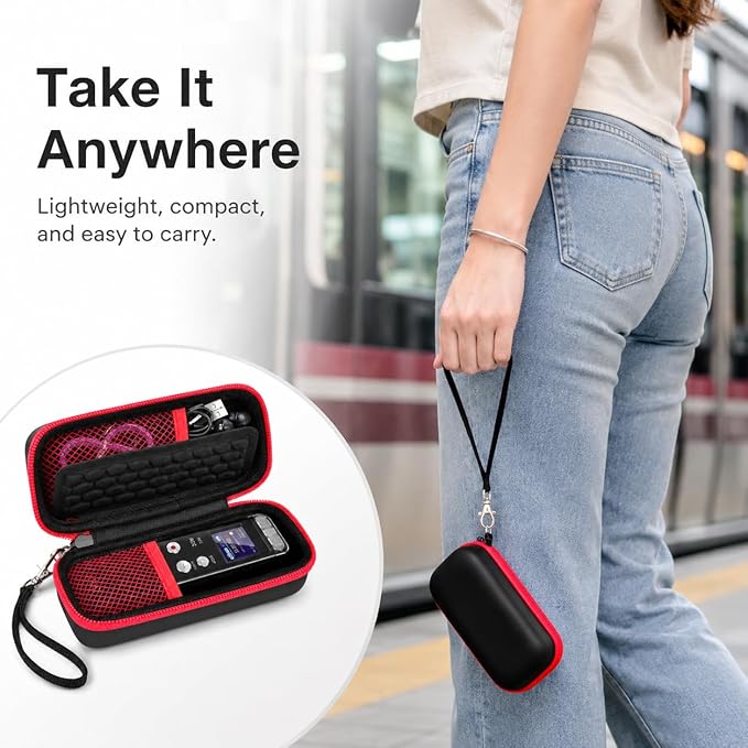 PAIYULE Case Compatible with 136G 128GB Digital Voice Recorder for Aiworth/for Sony ICD-PX370/ 470/560 for EVIDA/for Aomago Activated Recorder Fits for MP3 Player, Earbuds, USB Cable (Box Only) (Red)