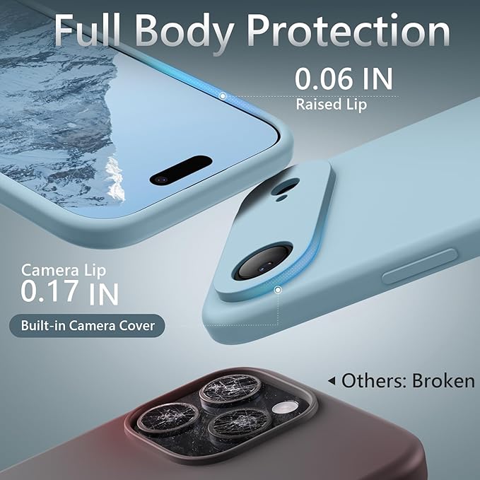 FireNova Magnetic for iPhone Air Case, Compatible with MagSafe, [Integrated Silicone Camera Control Button] [Camera Protection] Microfiber Lining Phone Case for iPhone 17 Air, 6.5", Sky Blue