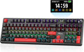RK ROYAL KLUDGE S104 Wireless Mechanical Keyboard w/Screen & Knob, Tri-Mode 101 Keys Full Size Top Mount RGB Gaming Keyboard BT/2.4G/USB-C, 8000mAh Battery, Web Driver, Hot Swap Custom Linear Switch