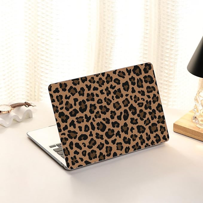 AKIT Compatible with MacBook Air 13 inch Case M5 2026 2025-2022 M4 M3 M2 A3449 A3240 A3113 A2681, Pattern Hard Shell Laptop Case+Screen Protector+Keyboard Cover for Mac Air 13.6 inch, Brown Leopard