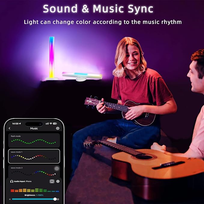 Smart LED Light Bar, TV Backlight Ambient Lighting, Work with Alexa, RGB Light Bar for Room with 16 Million Colors, Music Sync Gaming Lights APP Control, LED Lights for TV, PC, Party