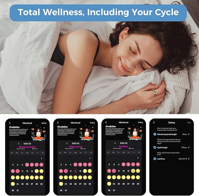 Smart Ring with Instant Notification Alerts & Gesture Control - Sleep Tracker Ring, Fitness Ring for Steps & Heart Rate, IP68 Waterproof (Gold, 9)