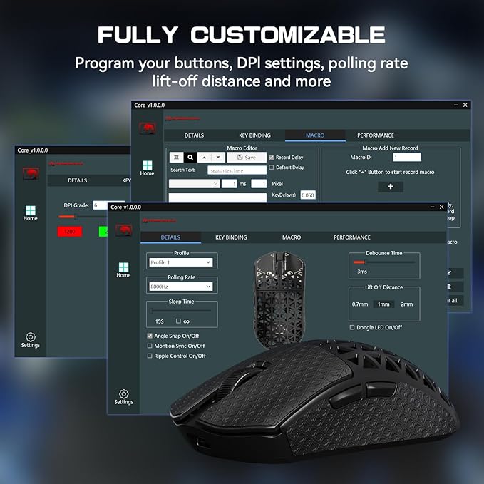 MAMBASNAKE M5 Ultra Carbon Fiber 8KHz Wireless Gaming Mouse,PAW3950 Sensor 42K DPI,39g Lightweight Tri-Mode 2.4GHz/BT/Wired Computer Mice,Web Driver Support,for Win/Mac/FPS/MOBA/Esports-Black(B)