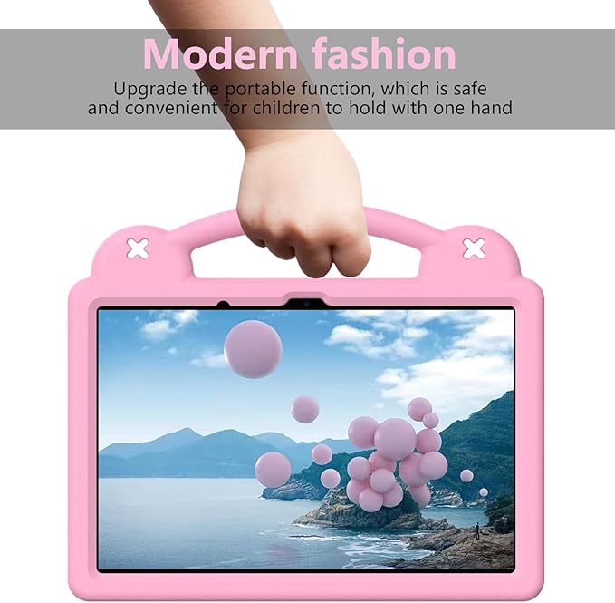 AKABEILA Compatible with Xiaomi Redmi Pad 2 2025 11 inch Tablet Case, Kids Friendly Universal Lightweight Shockproof Protective Case with Shoulder Strap & Stand Handle Pink