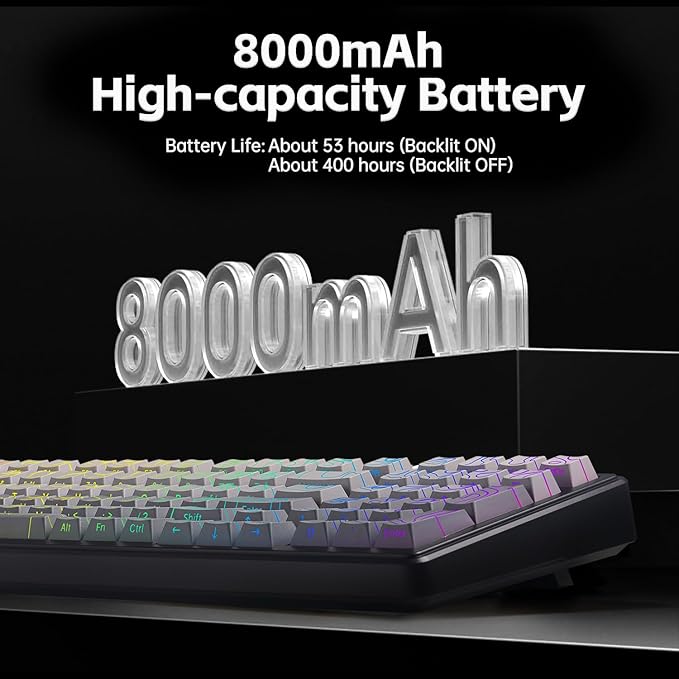 Aula F99 Keyboard Gaming Wireless Mechanical Keyboards Computer Bluetooth Creamy Keyboard Full Size Hot Swappable Custom RGB Backlit with 8000mAh Battery, Tri-Mode BT5.0/2.4GHz/USB-C (Gradient Grey)