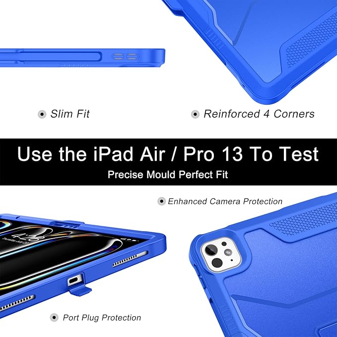 Soke Case for iPad Pro 13 Inch M5/M4 & iPad Air 13 Inch M4/M3/M2(2026/2025/2024), iPad Pro 12.9(2022 2021 2020,6th/5th/4th Gen), Rugged Shockproof Protective Cover - Abyss Blue