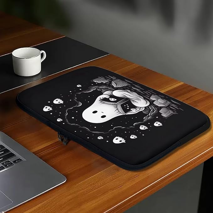 Cute Ghost Laptop Sleeve Case for Women Men 10 inch Laptop Protector with Multiple Uses Portable Computer Sleeve Kawaii Tablet Bag Laptop Carrying Case Gifts for Girls
