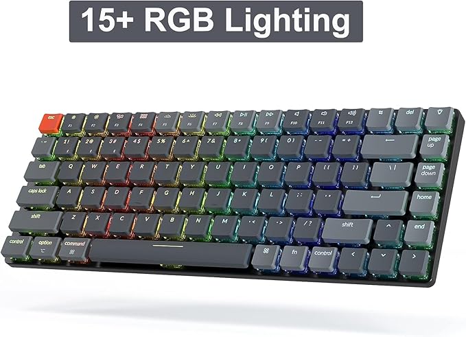 Keychron K3 Version 2, 75% Layout 84 Keys Ultra-Slim Wireless Bluetooth/USB Wired Mechanical Keyboard with RGB Backlit, Hot-Swappable Low-Profile Keychron Optical Brown Switch for Mac Windows